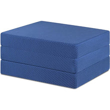Load image into Gallery viewer, Topper de espuma viscoelástica plegable triple Olee Sleep, 4 pulgadas de alto, azul