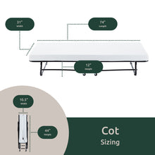 Load image into Gallery viewer, Cama plegable con suspensión Rest Haven y colchón de Memory Foam de gel de 4 pulgadas