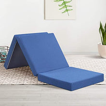 Load image into Gallery viewer, Topper de espuma viscoelástica plegable triple Olee Sleep, 4 pulgadas de alto, azul